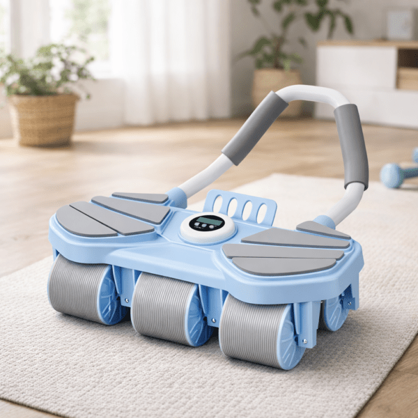 6 wheel automatic rebound ab roller with elbow support & timer – heavy duty core & abs trainer for home gym