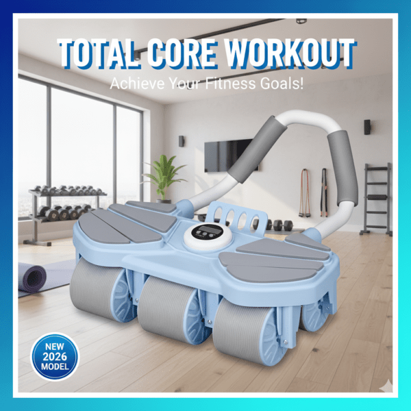 6 wheel automatic rebound ab roller with elbow support & timer – heavy duty core & abs trainer for home gym