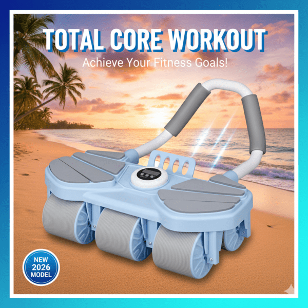 6 wheel automatic rebound ab roller with elbow support & timer – heavy duty core & abs trainer for home gym