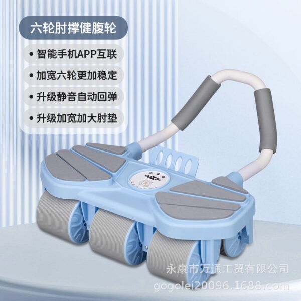 6 wheel automatic rebound ab roller with elbow support & timer – heavy duty core & abs trainer for home gym