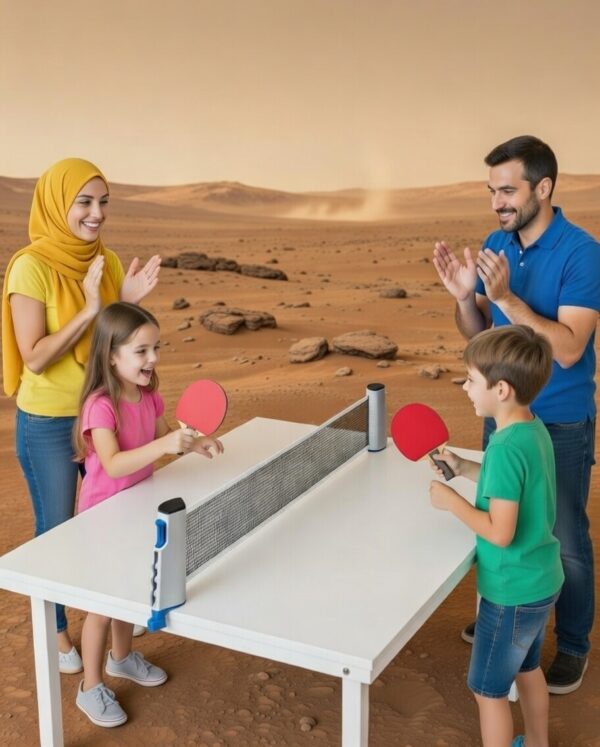 ninja table tennis combo set | 2 rackets + 3 balls with adjustable & foldable tt net – multicolor (sstp)