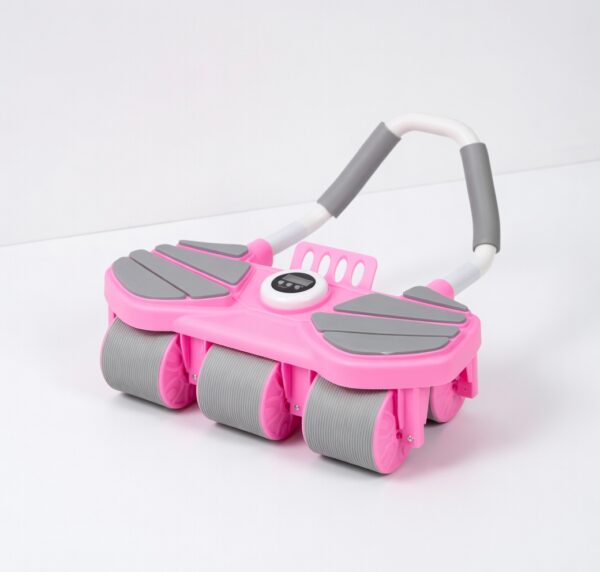 6 wheel automatic rebound ab roller with elbow support & timer – heavy duty core & abs trainer for home gym