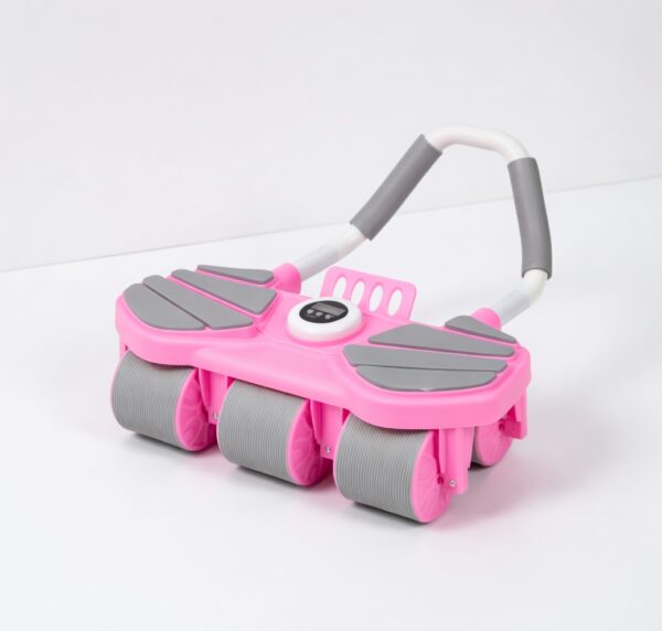 6 wheel automatic rebound ab roller with elbow support & timer – heavy duty core & abs trainer for home gym