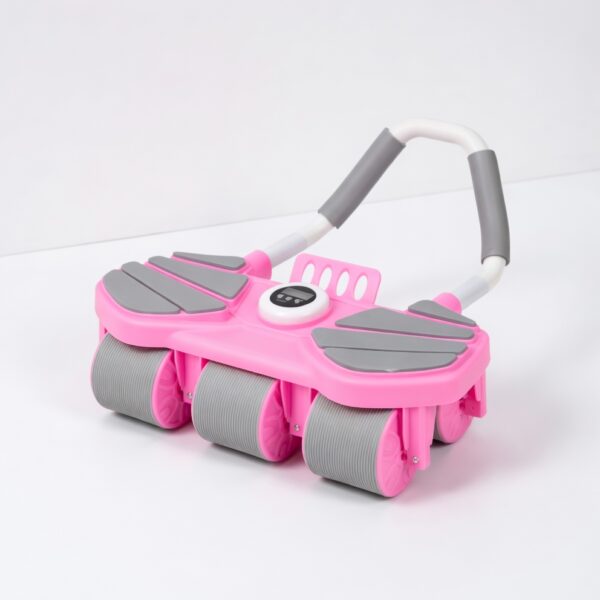 6 wheel automatic rebound ab roller with elbow support & timer – heavy duty core & abs trainer for home gym