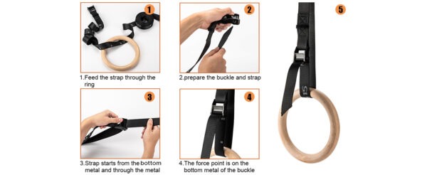 premium wooden gymnastic rings with heavy duty adjustable straps – olympic strength training rings for pull ups, dips & cross training