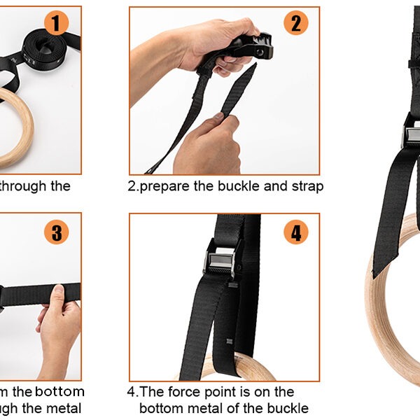 premium wooden gymnastic rings with heavy duty adjustable straps – olympic strength training rings for pull ups, dips & cross training