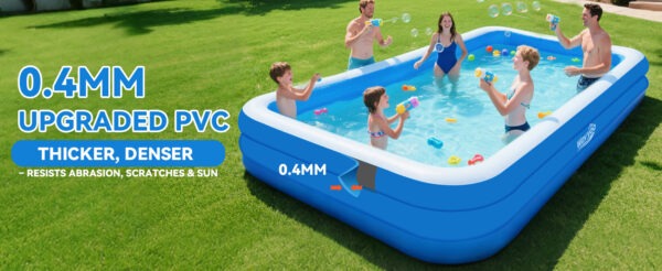 large inflatable swimming pool for kids & adults, extra large thickened pvc family blow up pool, durable backyard outdoor garden summer water party pool
