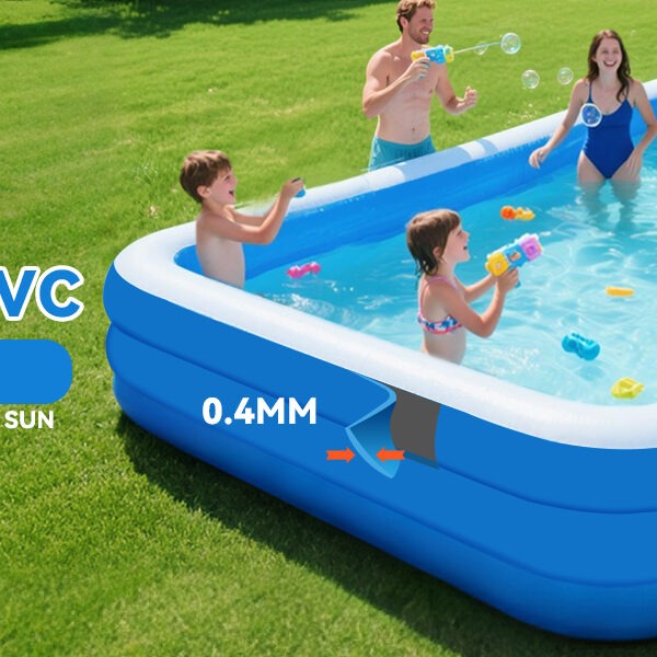 large inflatable swimming pool for kids & adults, extra large thickened pvc family blow up pool, durable backyard outdoor garden summer water party pool