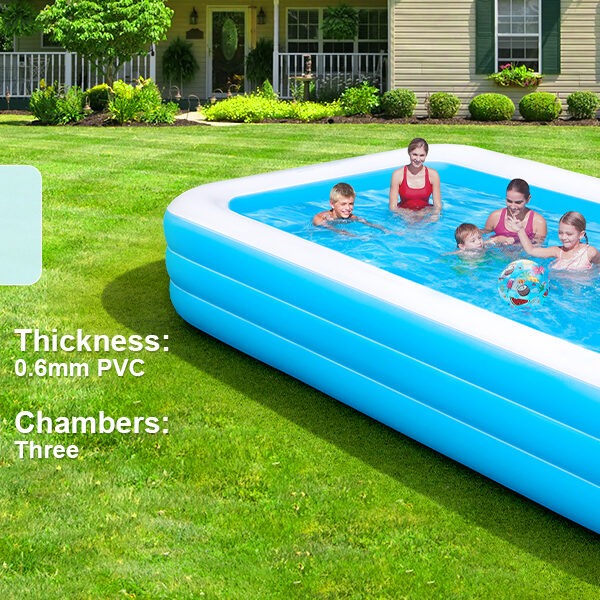 large inflatable swimming pool for kids & adults, extra large thickened pvc family blow up pool, durable backyard outdoor garden summer water party pool