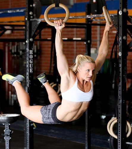 premium wooden gymnastic rings with heavy duty adjustable straps – olympic strength training rings for pull ups, dips & cross training