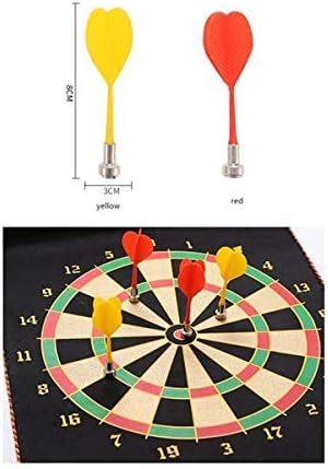 magnetic dart board game set – double sided roll up target board with 6 safe magnetic darts for kids & adults