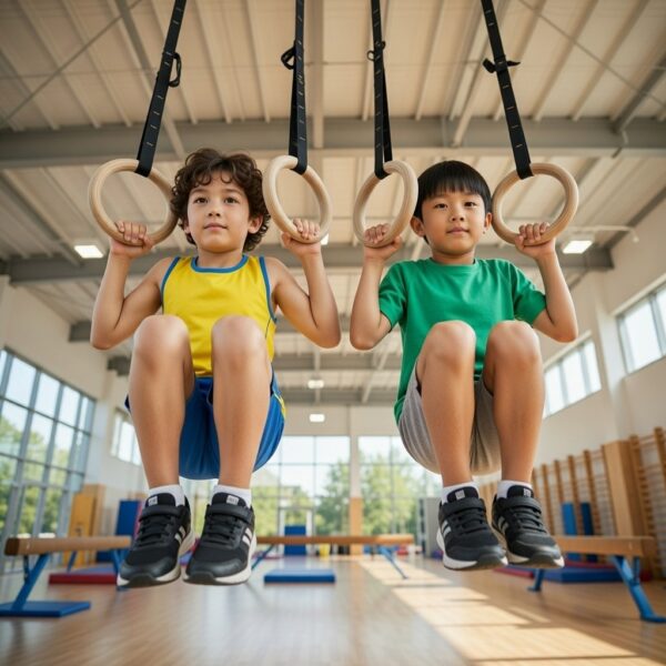 premium wooden gymnastic rings with heavy duty adjustable straps – olympic strength training rings for pull ups, dips & cross training