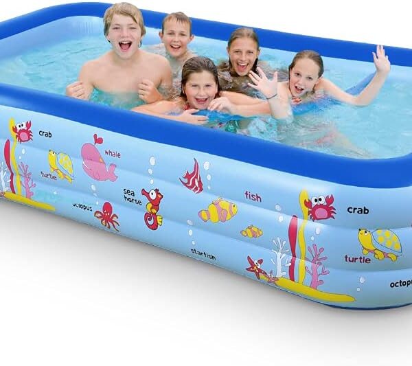 large inflatable swimming pool for kids & adults, extra large thickened pvc family blow up pool, durable backyard outdoor garden summer water party pool