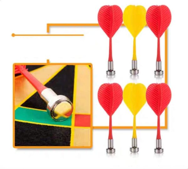 magnetic dart board game set – double sided roll up target board with 6 safe magnetic darts for kids & adults