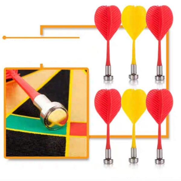 magnetic dart board game set – double sided roll up target board with 6 safe magnetic darts for kids & adults
