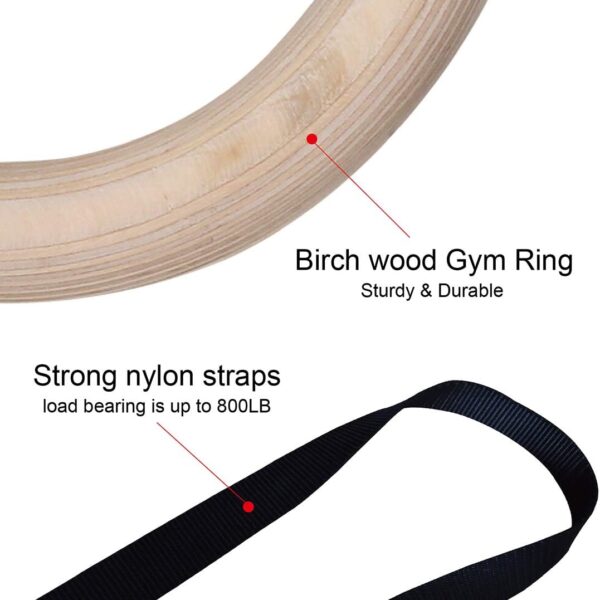 premium wooden gymnastic rings with heavy duty adjustable straps – olympic strength training rings for pull ups, dips & cross training