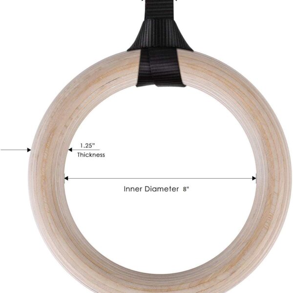 premium wooden gymnastic rings with heavy duty adjustable straps – olympic strength training rings for pull ups, dips & cross training