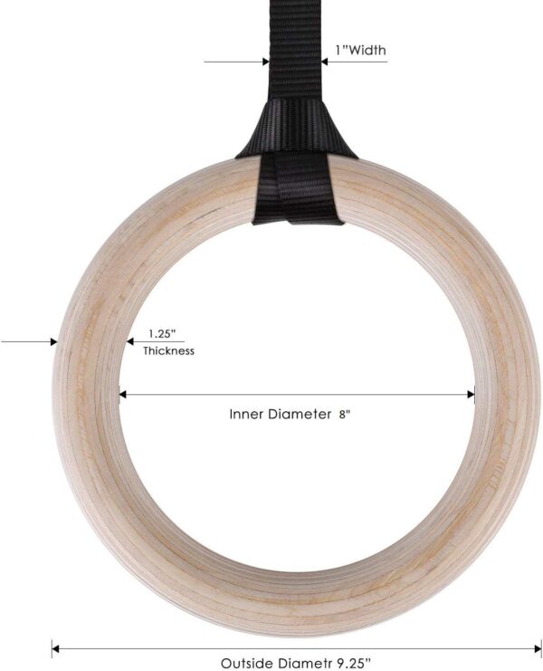 premium wooden gymnastic rings with heavy duty adjustable straps – olympic strength training rings for pull ups, dips & cross training
