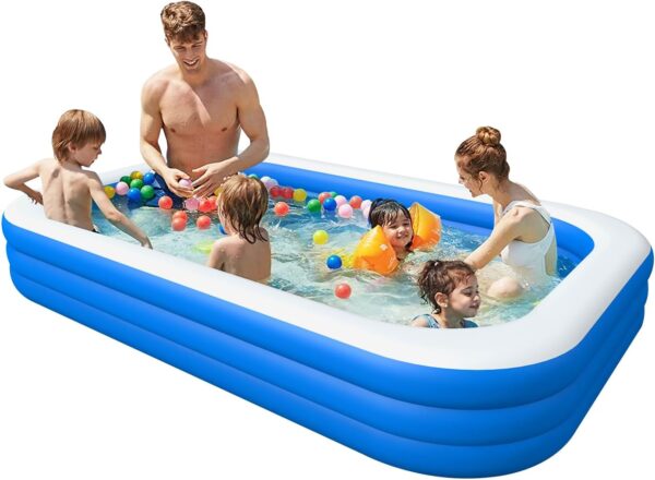 large inflatable swimming pool for kids & adults, extra large thickened pvc family blow up pool, durable backyard outdoor garden summer water party pool