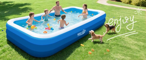 large inflatable swimming pool for kids & adults, extra large thickened pvc family blow up pool, durable backyard outdoor garden summer water party pool
