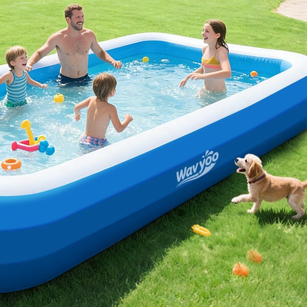 large inflatable swimming pool for kids & adults, extra large thickened pvc family blow up pool, durable backyard outdoor garden summer water party pool