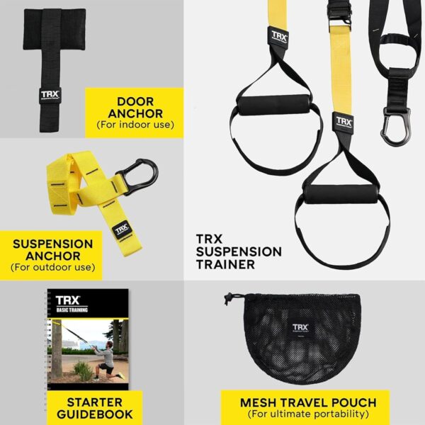 trx all in one suspension training system with indoor & outdoor anchor | full body workout trainer