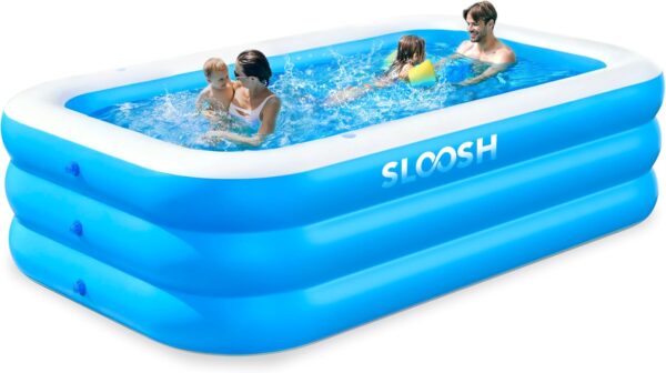 large inflatable swimming pool for kids & adults, extra large thickened pvc family blow up pool, durable backyard outdoor garden summer water party pool