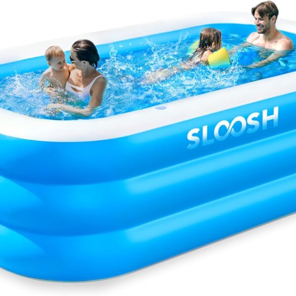 large inflatable swimming pool for kids & adults, extra large thickened pvc family blow up pool, durable backyard outdoor garden summer water party pool