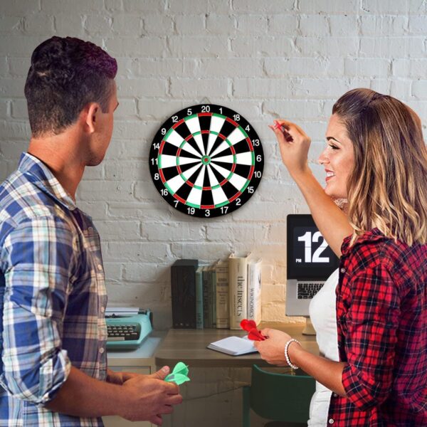 dart board game set with steel tip darts | wall mounted standard dartboard for adults & kids | complete family fun target game & accessories