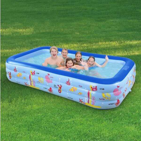 large inflatable swimming pool for kids & adults, extra large thickened pvc family blow up pool, durable backyard outdoor garden summer water party pool