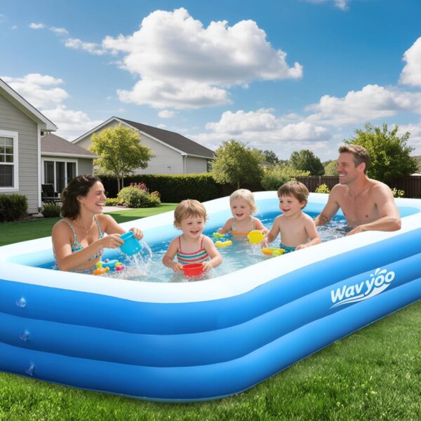 large inflatable swimming pool for kids & adults, extra large thickened pvc family blow up pool, durable backyard outdoor garden summer water party pool