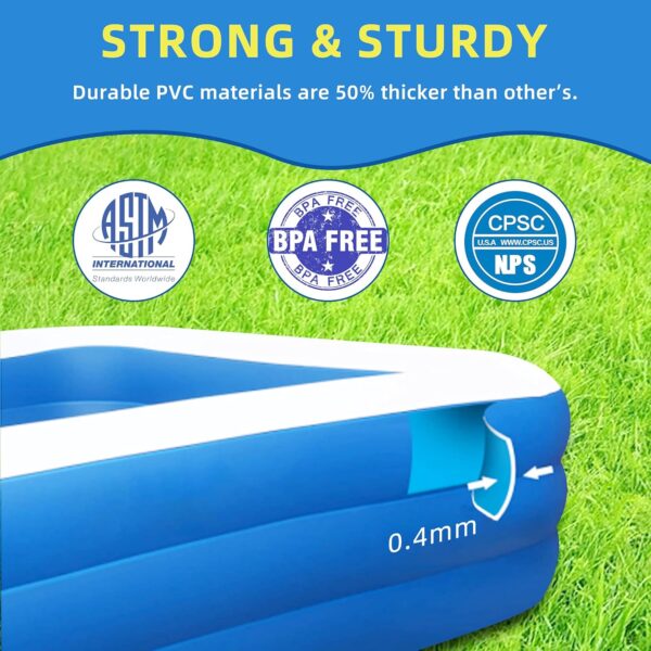 large inflatable swimming pool for kids & adults, extra large thickened pvc family blow up pool, durable backyard outdoor garden summer water party pool