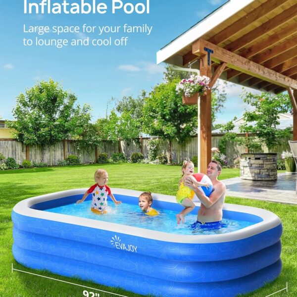 large inflatable swimming pool for kids & adults, extra large thickened pvc family blow up pool, durable backyard outdoor garden summer water party pool