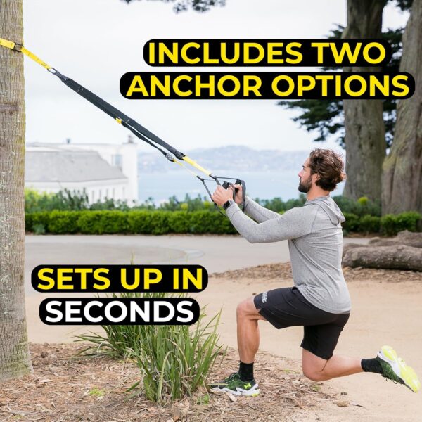 trx all in one suspension training system with indoor & outdoor anchor | full body workout trainer