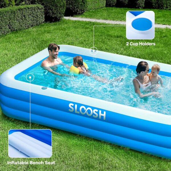 large inflatable swimming pool for kids & adults, extra large thickened pvc family blow up pool, durable backyard outdoor garden summer water party pool
