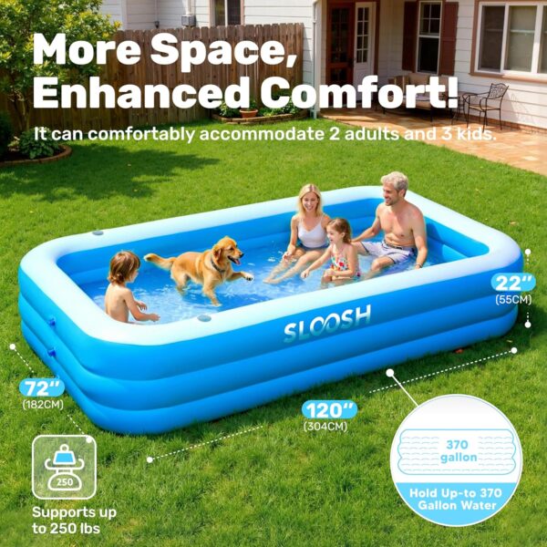 large inflatable swimming pool for kids & adults, extra large thickened pvc family blow up pool, durable backyard outdoor garden summer water party pool