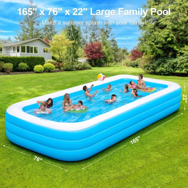 large inflatable swimming pool for kids & adults, extra large thickened pvc family blow up pool, durable backyard outdoor garden summer water party pool