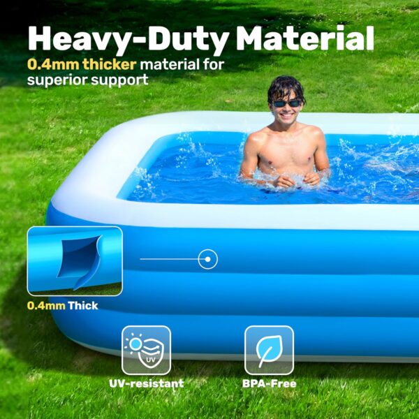 large inflatable swimming pool for kids & adults, extra large thickened pvc family blow up pool, durable backyard outdoor garden summer water party pool