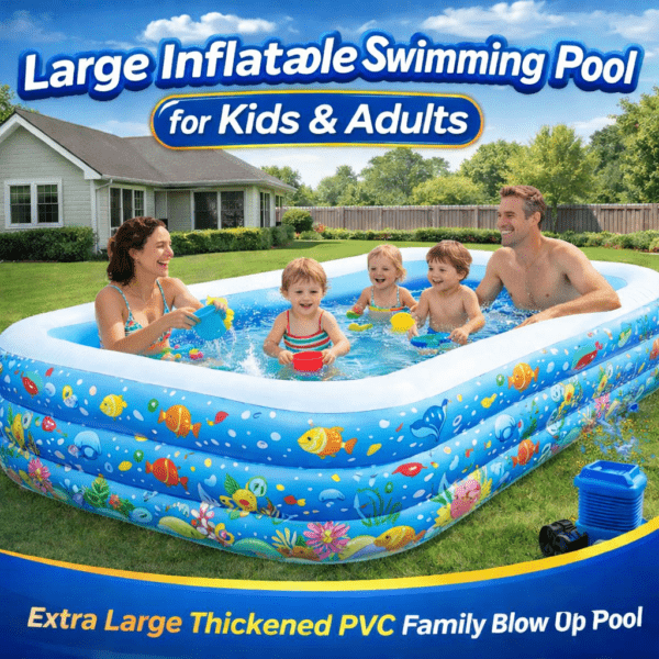Home large inflatable swimming pool for kids & adults, extra large thickened pvc family blow up pool, durable backyard outdoor garden summer water party pool
