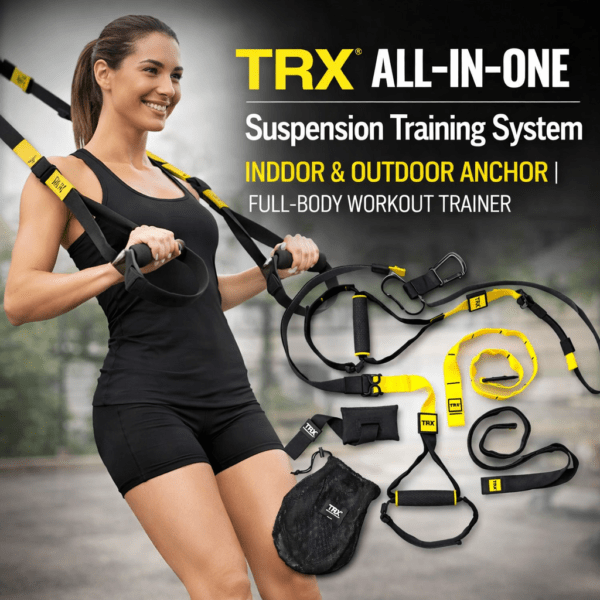 Home trx all in one suspension training system with indoor & outdoor anchor | full body workout trainer