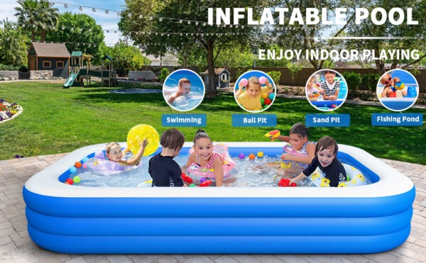 large inflatable swimming pool for kids & adults, extra large thickened pvc family blow up pool, durable backyard outdoor garden summer water party pool