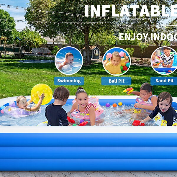 large inflatable swimming pool for kids & adults, extra large thickened pvc family blow up pool, durable backyard outdoor garden summer water party pool