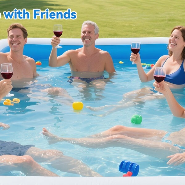 large inflatable swimming pool for kids & adults, extra large thickened pvc family blow up pool, durable backyard outdoor garden summer water party pool