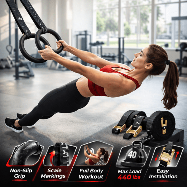 black mountain professional olympic gymnastics rings 1200lbs – adjustable home gym rings for calisthenics & strength training in bangladesh