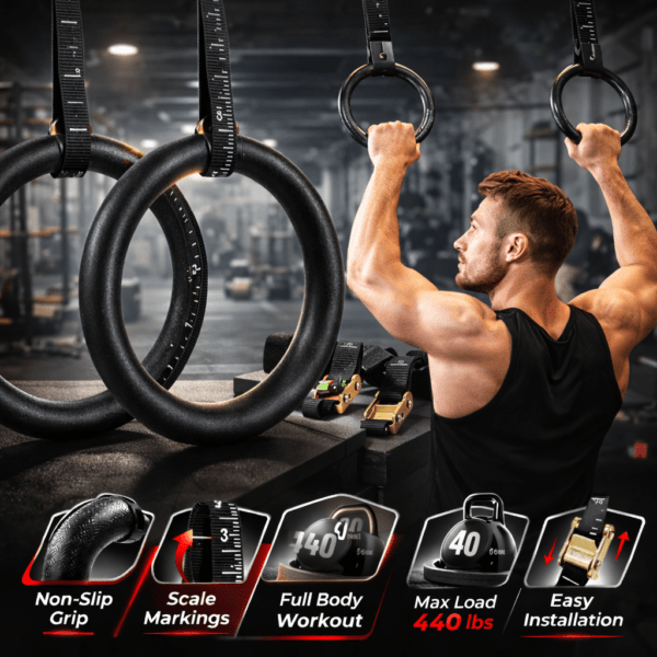 black mountain professional olympic gymnastics rings 1200lbs – adjustable home gym rings for calisthenics & strength training in bangladesh