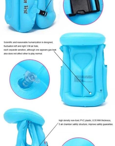 kids inflatable swim vest – safe swimming jacket for school children | pool & beach life jacket