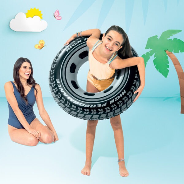 intex giant tire inflatable swim tube – large heavy duty pool float ring