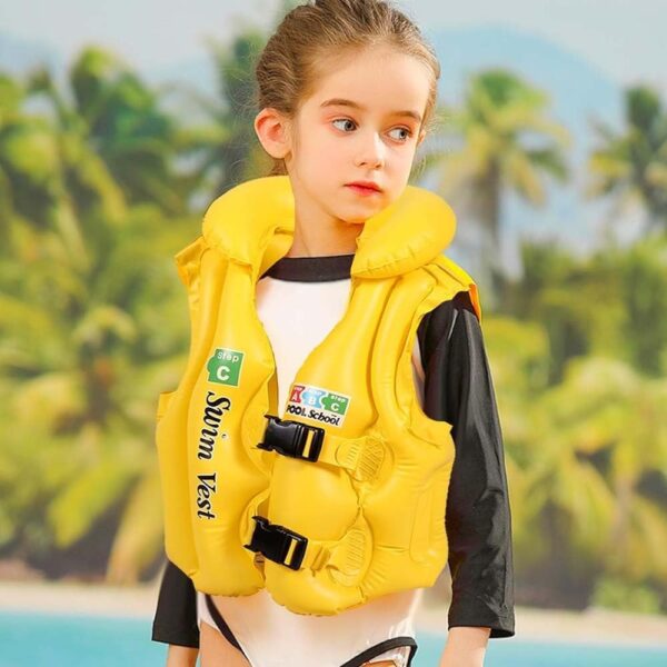 kids inflatable swim vest – safe swimming jacket for school children | pool & beach life jacket