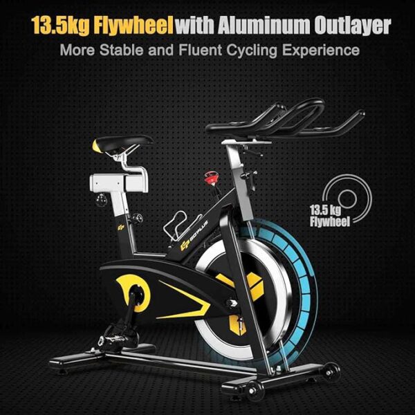 indoor magnetic exercise bike with adjustable resistance & multi position seat | fitness cycle with 10kg flywheel, digital monitor & non slip pedals | heavy duty indoor workout bike (up to 130kg capacity)