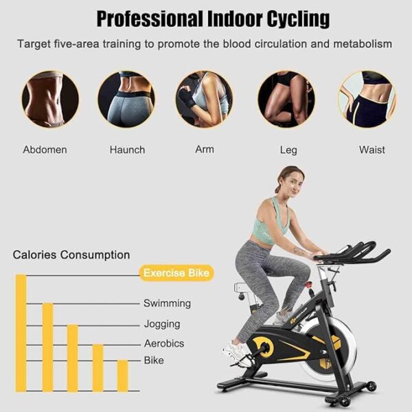 indoor magnetic exercise bike with adjustable resistance & multi position seat | fitness cycle with 10kg flywheel, digital monitor & non slip pedals | heavy duty indoor workout bike (up to 130kg capacity)